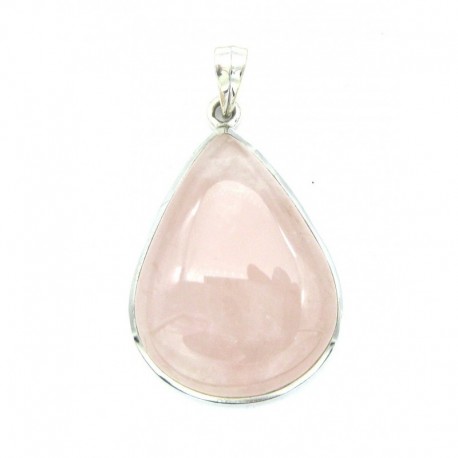 Anhänger Rosenquarz Tropfen 28x50 mm 925er Silber