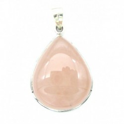 Anhänger Rosenquarz Tropfen 26x45 mm 925er Silber
