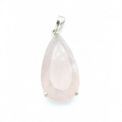 Anhänger Rosenquarz facettiert Tropfen 20x49 mm 925er Silber