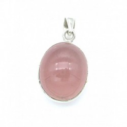 Anhänger Rosenquarz Oval 16x33 mm 925er Silber