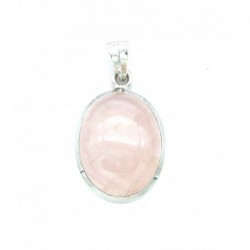 Anhänger Rosenquarz Oval 19x35 mm 925er Silber