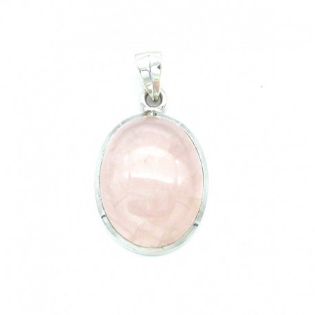 Anhänger Rosenquarz Oval 19x35 mm 925er Silber