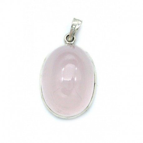 Anhänger Rosenquarz Oval 23x43 mm 925er Silber