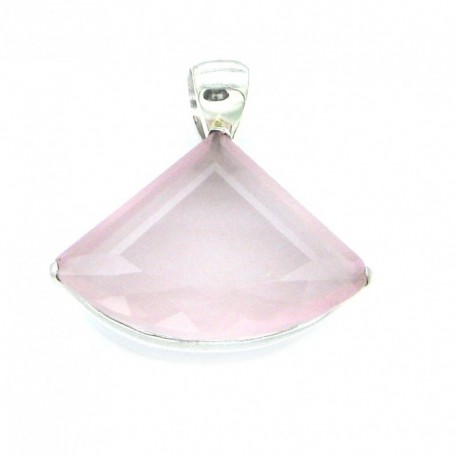 Anhänger Rosenquarz facettiert 36x42 mm 925er Silber