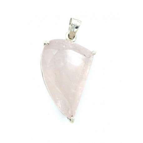 Anhänger Rosenquarz facettiert 23x47 mm 925er Silber