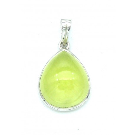 Anhänger Prehnit Tropfen 18x33 mm 925er Silber