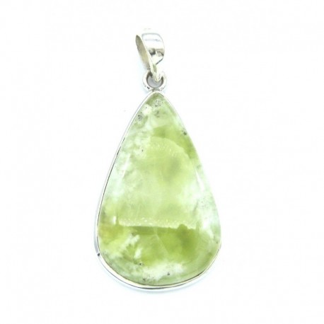 Anhänger Prehnit Tropfen 24x51 mm 925er Silber