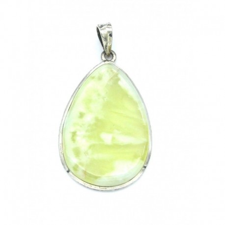 Anhänger Prehnit Tropfen 28x52 mm 925er Silber