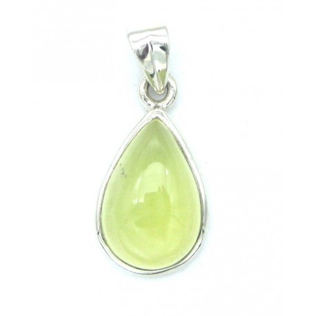 Anhänger Prehnit Tropfen 13x29 mm 925er Silber