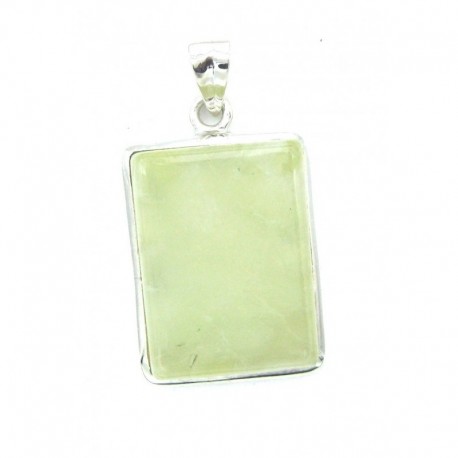 Anhänger Prehnit Rechteck 20x37 mm 925er Silber