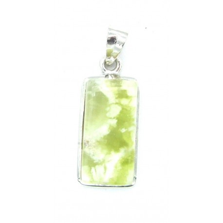 Anhänger Prehnit Rechteck 13x35 mm 925er Silber
