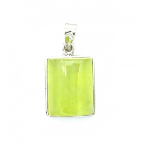 Anhänger Prehnit Rechteck 16x31 mm 925er Silber
