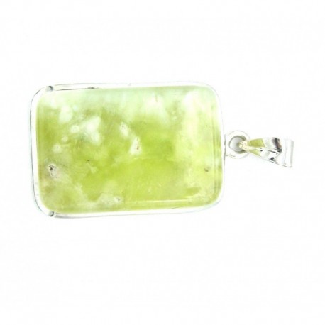 Anhänger Prehnit Rechteck 22x43 mm 925er Silber