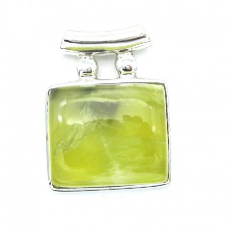 Anhänger Prehnit Pipe Rechteck 28x32 mm 925er Silber