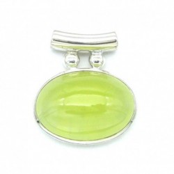 Anhänger Prehnit Pipe Oval 27x30 mm 925er Silber