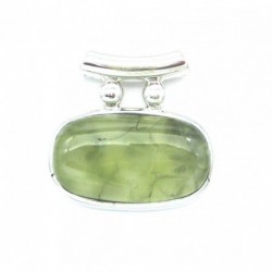 Anhänger Prehnit Pipe Oval 27x27 mm 925er Silber