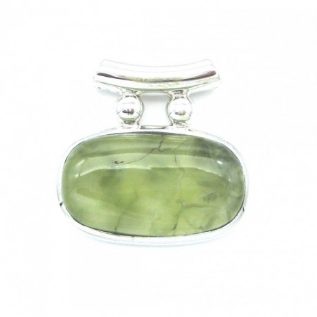 Anhänger Prehnit Pipe Oval 27x27 mm 925er Silber