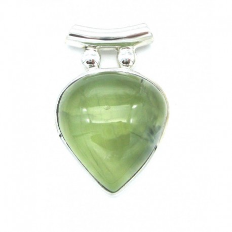 Anhänger Prehnit Pipe Tropfen 25x38 mm 925er Silber