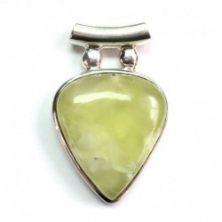 Anhänger Prehnit Pipe Tropfen 25x39 mm 925er Silber