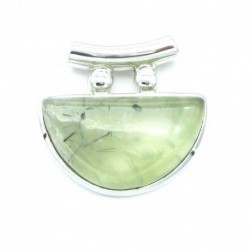 Anhänger Prehnit Pipe Tropfen 32x30 mm 925er Silber