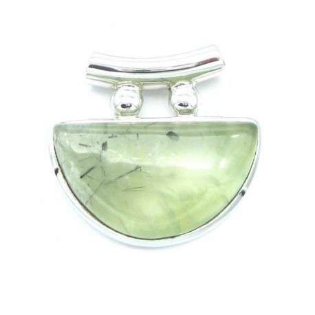 Anhänger Prehnit Pipe Tropfen 32x30 mm 925er Silber