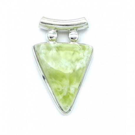 Anhänger Prehnit Pipe Dreieck 24x38 mm 925er Silber