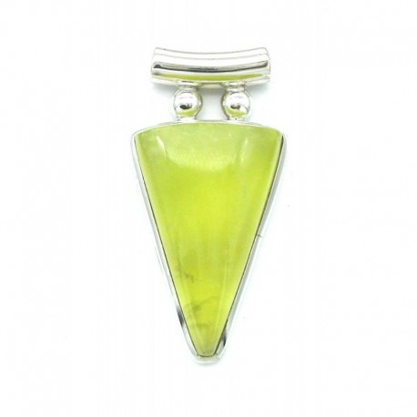 Anhänger Prehnit Pipe Dreieck 22x43 mm 925er Silber