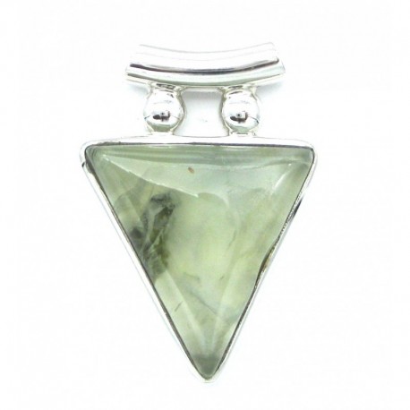 Anhänger Prehnit Pipe Dreieck 25x35 mm 925er Silber
