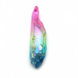 Bergkristall Spitze 3 - 5 cm behandelt hellblau-gelb-rosa 1 Stück