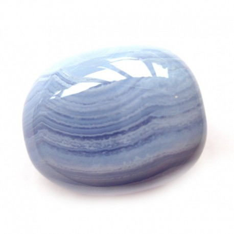 Trommelstein Chalcedon blau gebändert A 1 Stück