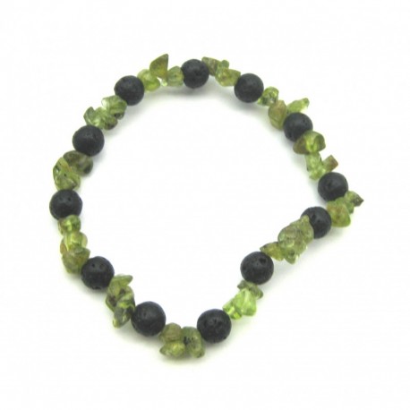 Armband Splitter Peridot Kugel Lava 6 mm