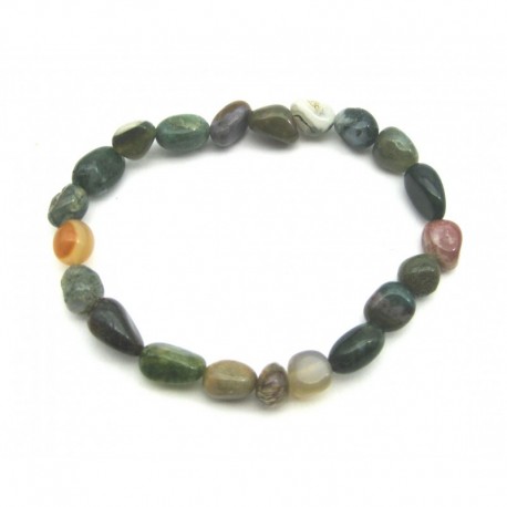 Nugget-Armband kleine Steine Chalcedon bunt (rötlich grün) 6 - 8 mm