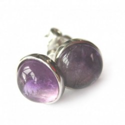 Ohrstecker Fluorit lila Cabochon 8 mm 925er Silber