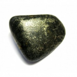 Trommelstein Chalcopyrit in Nephrit 1 Stück
