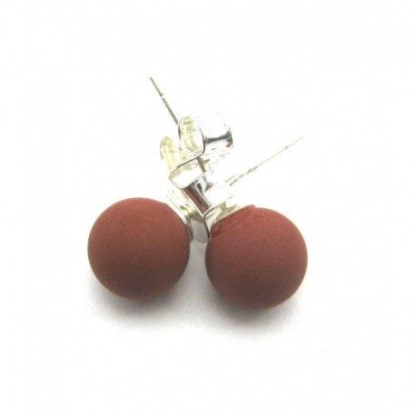 Ohrstecker Jaspis rot matt Kugel 6 mm 925er Silber