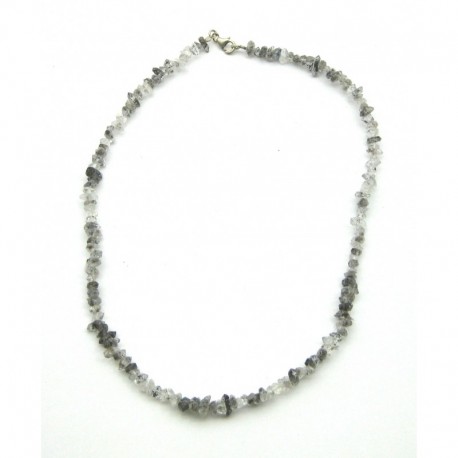 Kette Rohstein Bergkristall Herkimer-Art 45 cm 925er Silber-Verschluß