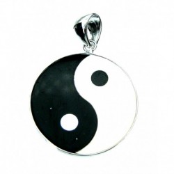 Anhänger Yin Yang Perlmutt / Achat schwarz (gefärbt) 25 mm
