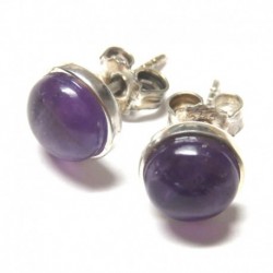 Ohrstecker Amethyst Cabochon 8 mm aus MESSING