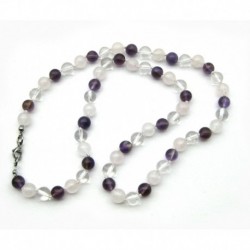 Kugel-Kette Mix Amethyst Bergkristall Rosenquarz 8 mm 45 cm lang