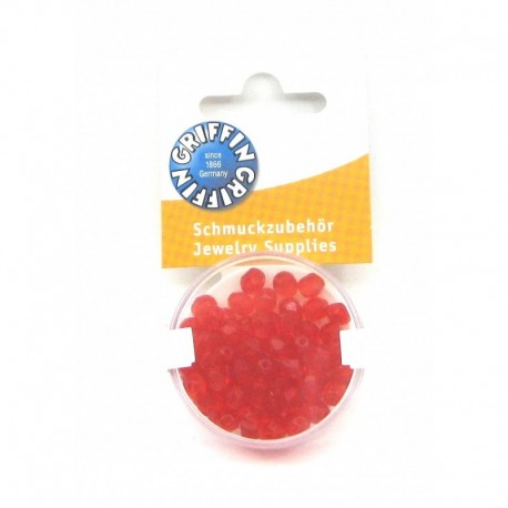 Tschechische feuerpolierte Glasperlen facettiert mit Bohrung Farbe korallrot 6 mm 70 Stück