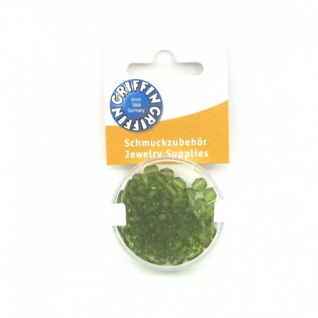 Tschechische feuerpolierte Glasperlen facettiert mit Bohrung Farbe olivin 6 mm 70 Stück