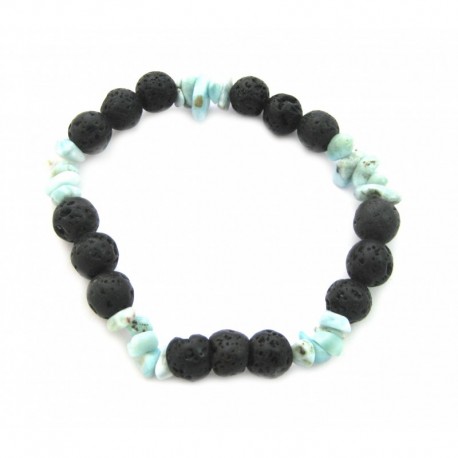 Armband Mix Splitter Larimar Kugel 8 mm Lava