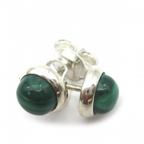 Ohrstecker Malachit Kugel 6 mm aus Messing