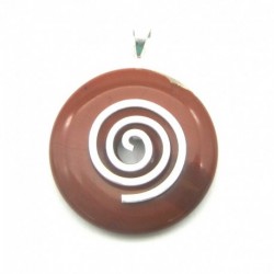Donuthalter Spirale Messing versilbert mit Donut roter Jaspis 40 mm