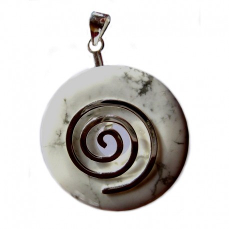 Donuthalter Spirale Messing versilbert mit Donut Magnesit 40 mm