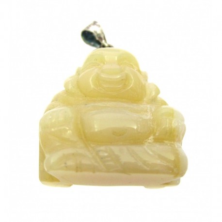 Buddha-Anhänger mit Silberöse, Calcit, 20 mm