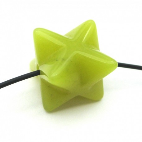 Anhänger Merkaba 15 mm, gebohrt, Serpentin limone