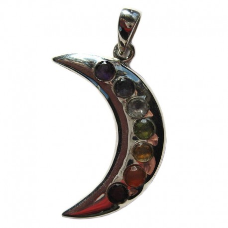 Chakra Anhänger Mond 4,5 cm 925er Silber