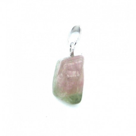 Trommelstein-Anhänger Turmalin Wassermelone hell 1-1,5 cm mit fester 925er Silber-Öse
