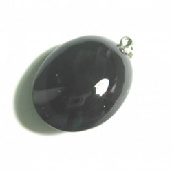 Anhänger Obsidian Regenbogen Oval 3-3,5 cm 925er Silber-Öse